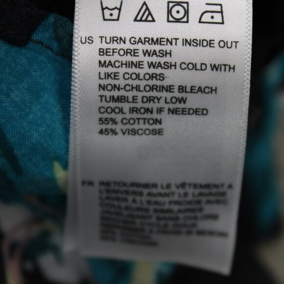 Vissla Waikikooks Shirt Mens XL Black/Blue Beach Print Cotton/Viscose S/S Button - Picture 10 of 14